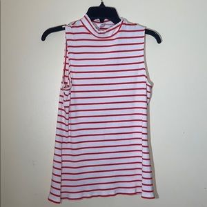 Red and white turtle neck